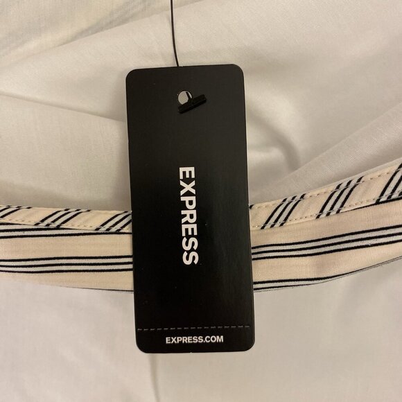 Express Women's Poplin Striped Collar One Shoulder Draped Top Size XL - NWT $68 - Picture 15 of 16